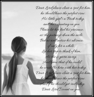 Daddy's Little Girl poem, to remember Dad in heaven on the wedding day ...