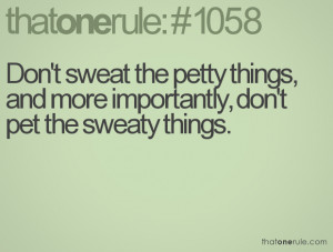 Don't sweat the petty things, and more importantly, don't pet the ...
