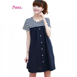 plus size pregnant women summer fashion 100 cotton stripe maternity