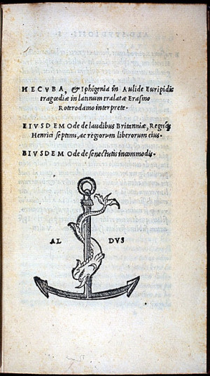 43 Desiderius Erasmus trans Hecuba amp Iphigenia in AulisEuripidis