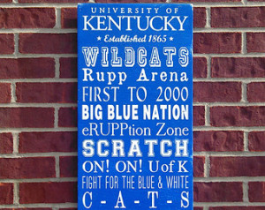 University of Kentucky Painted Wood Sign / Word Art