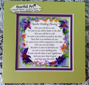 APACHE WEDDING BLESSING 8x8 Inspirational Words by Heartfulart, $18.00