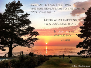 ... My favorite Hafiz quote, the Esalen Front Lawn, and a Big Sur sunset