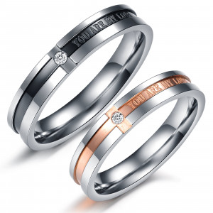 Matching Couple Titanium Steel Engagement Promise Ring Wedding Bands