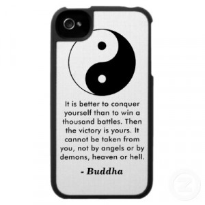 Famous Buddha Quotes Conquer Yourself iPhone 4 Case embeds spiritual ...