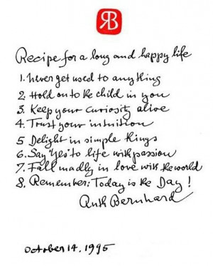 Recipe for a long and happy life