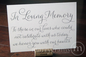 In Loving Memory Sign Table Card - Wedding Reception Seating Signage ...
