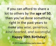50th birthday quotes: “When you celebrate your 50th birthday ...