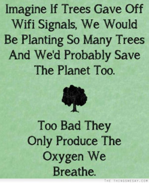 Imagine if trees gave off wifi signals we would be planting so many ...