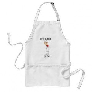 Cartoon of Chef with funny sayings Aprons