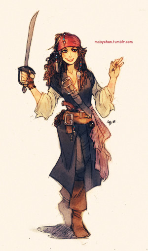 My art peter pan jack sparrow pirates of the caribbean genderbend jim ...