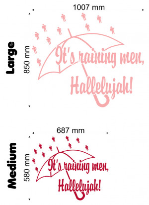 It's Raining Men (Weather Girls) Lyric wall decal size chart