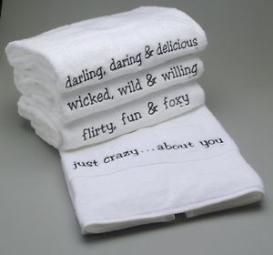 ... -Push-Velour-Terry-Bath-Towel-w-Sexy-Embroidered-Sayings-Fun-N-Flirty