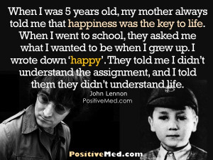 John Lennon Inspirational Quote Happiness Key Life
