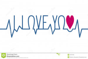Heartbeat symbol with the words ‘I love you’ and a red heart on ...