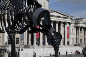Skeleton horse erected in London's Trafalgar Square - AM 1070 The ...
