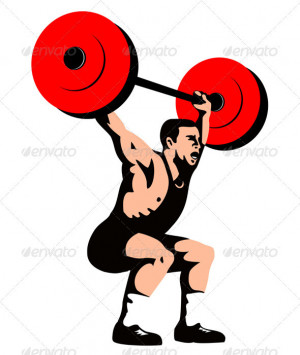 Illustration Of A Weightlifter Lifting Weights Done In Retro Style