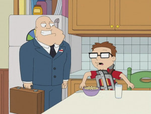 Stan bald and Steve in his back-brace.