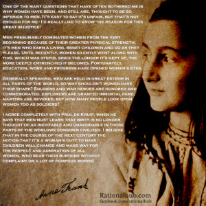 Anne Frank on discrimination against women... by rationalhub