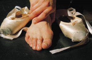 This is a picture of a ballerina's foot outside those beautiful pointe ...