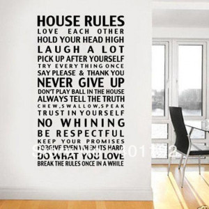 Family House Rules Love Art Quote Vinyl Decor Removable Wall Stickers ...
