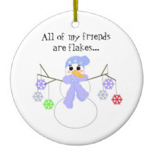 Snowman with Flakey Friends Double-Sided Ceramic Round Christmas ...