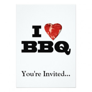 Heart BBQ, Funny Beef Steak Grill 5x7 Paper Invitation Card