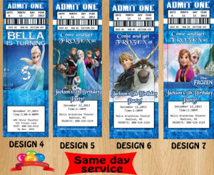 Frozen Movie Ticket Invitations, Disney Frozen Birthday Supplies