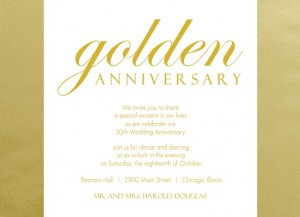 Shimmering Golden 50th Anniversary Party Idea Invitation