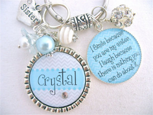 Personalized Sister Inspirational Quote Keychain Necklace