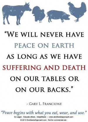 ... suffering and death on our tables or on our backs.