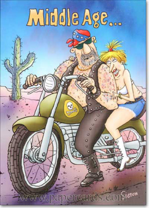 Middle Age Bikers (1 card/1 envelope) Oatmeal Studios Funny Birthday ...
