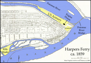 John Browns Raid Map Harpers ferry detail map