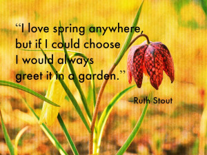 ... could choose I would always greet it in a garden.” –Ruth Stout