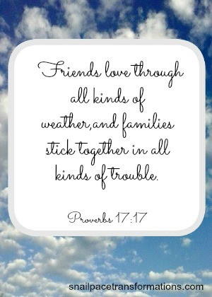 ... ,and families stick together in all kinds of trouble. (The Message