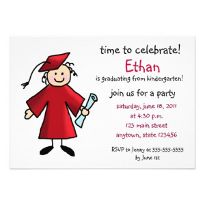 Kindergarten Graduation Invitation--Boy, Red from Zazzle.com