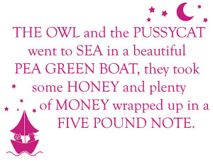 homepage > LEONORA HAMMOND > THE OWL AND THE PUSSYCAT WALL STICKER