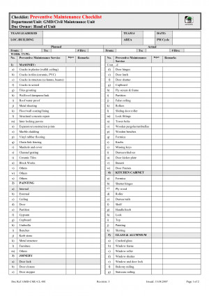 Checklist Preventive Maintenance Departmentunit Gmd picture