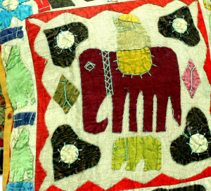 Yellow Handcrafted Applique Patchwork Ethnic Indian Elephant Throws ...