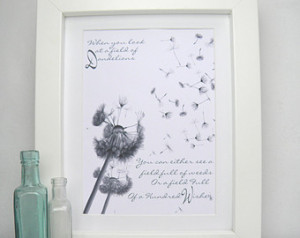 Dandelion Wishes Quote Inspiration al Print Friends Birthday Gift ...