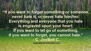 ... forget something or someone, never hate it, or never hate him/her