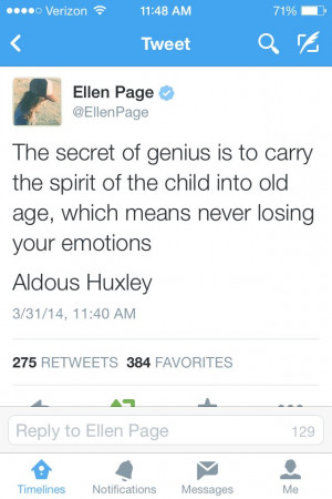 Ellen Page. Quoting Aldous Huxley.