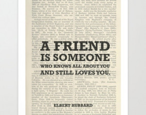 Best Friend Gift, Friendship Quote Art Print, A friend is someone who ...