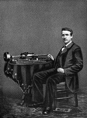 Thomas Edison and his first Phonograph