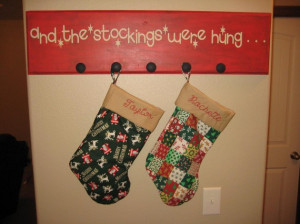 The stockings were hung Christmas Stockings Quote vinyl decal 36 x 3