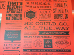 The ESPN Sports Center wall of quotes. A 