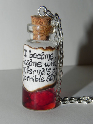 Edgar Allan Poe Quote with Heart in a Bottle Neckl by Secretvixen