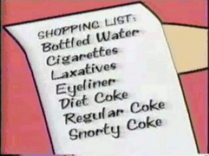 cigarettes, coke, diet coke, eyeliner, funny, list, shopping, shopping ...