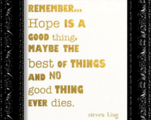 Shawshank Redemption HOPE Quote - S tephen King Word Art Print - GOLD ...