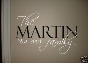 FAMILY-NAME-EST-DATE-Vinyl-Wall-Quote-Decal-Home-NEW